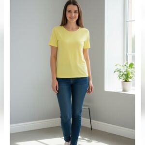 SHEIN M Front/Back Tie Yellow Blouse Top EUC